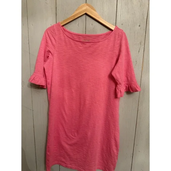 Lilly Pulitzer Somerset T-Shirt M Dress Ruffle Sleeves Passion Pink - Picture 3 of 8